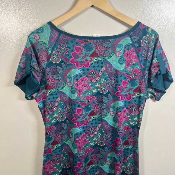 Title Nine Athena Dress Size Medium Green Paisley Floral Outdoor Athletic Travel - Picture 8 of 10